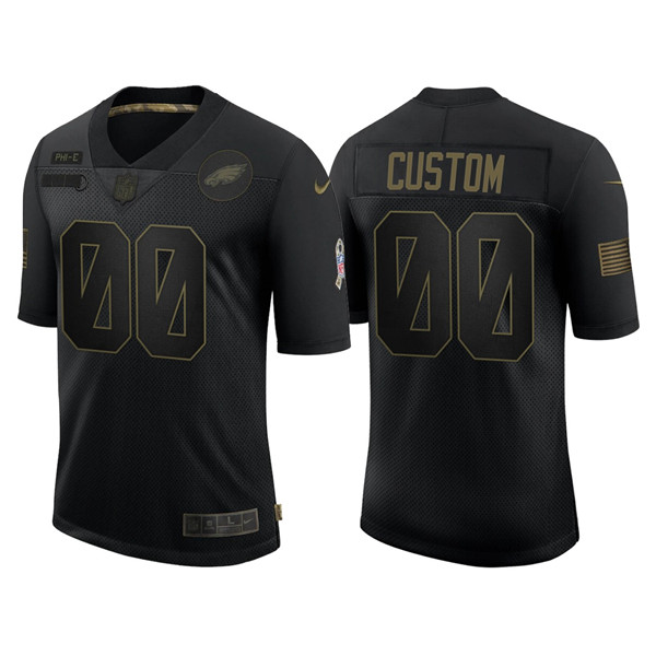 Men's Philadelphia Eagles 2020 Customize Black Salute To Service Limited Stitched Jersey